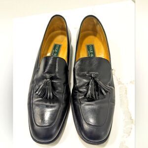Cole Haan Bragano Mens Black Tassels Slip On Italian Loafer leather Shoes sz 11